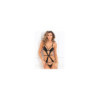 Body string noir ouvert à l'entre-jambes dentelle et ornements 